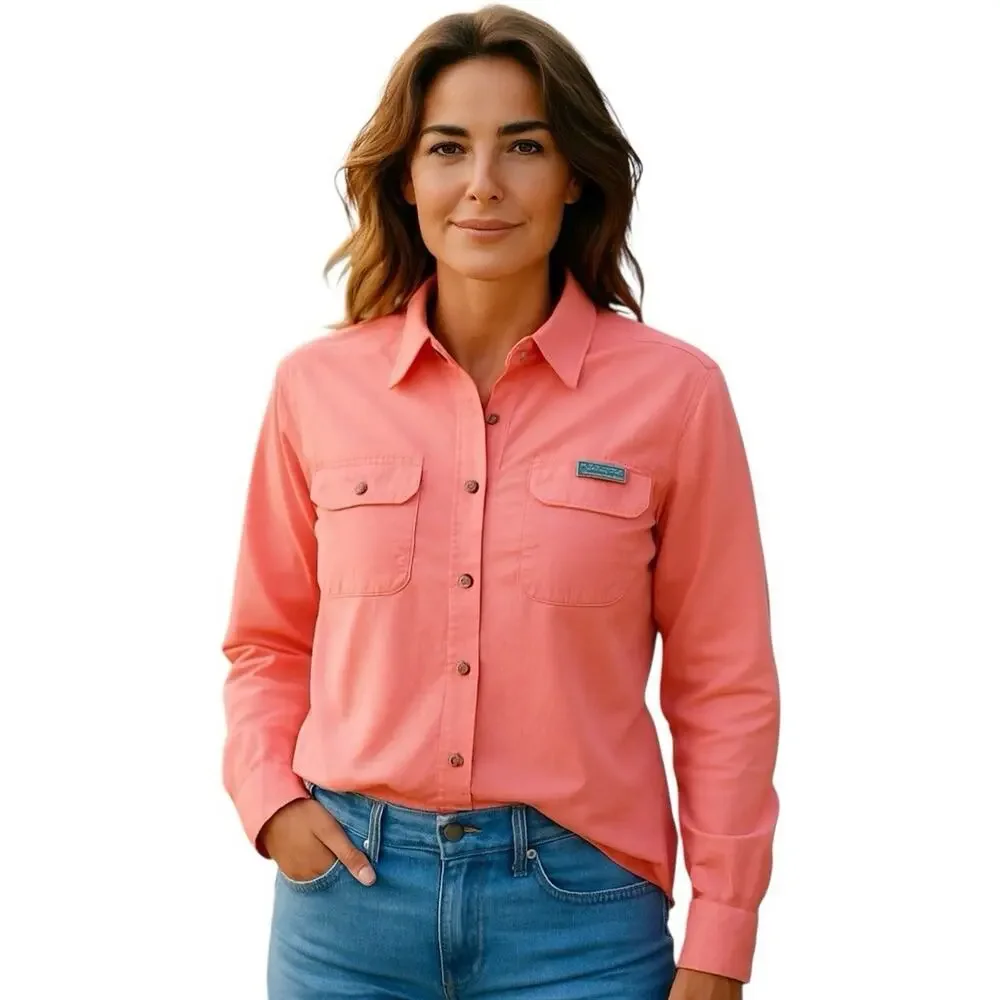Columbia Shirt Womens Size XL Peach Long Sleeve Button Up PFG Fishing